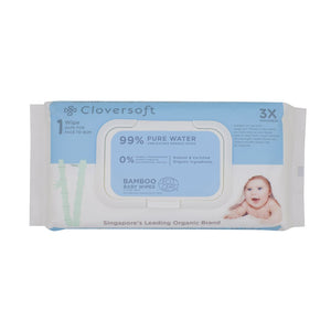Cloversoft Unbleached Bamboo Organic Pure Water Baby Wipes (Bundle of 3)