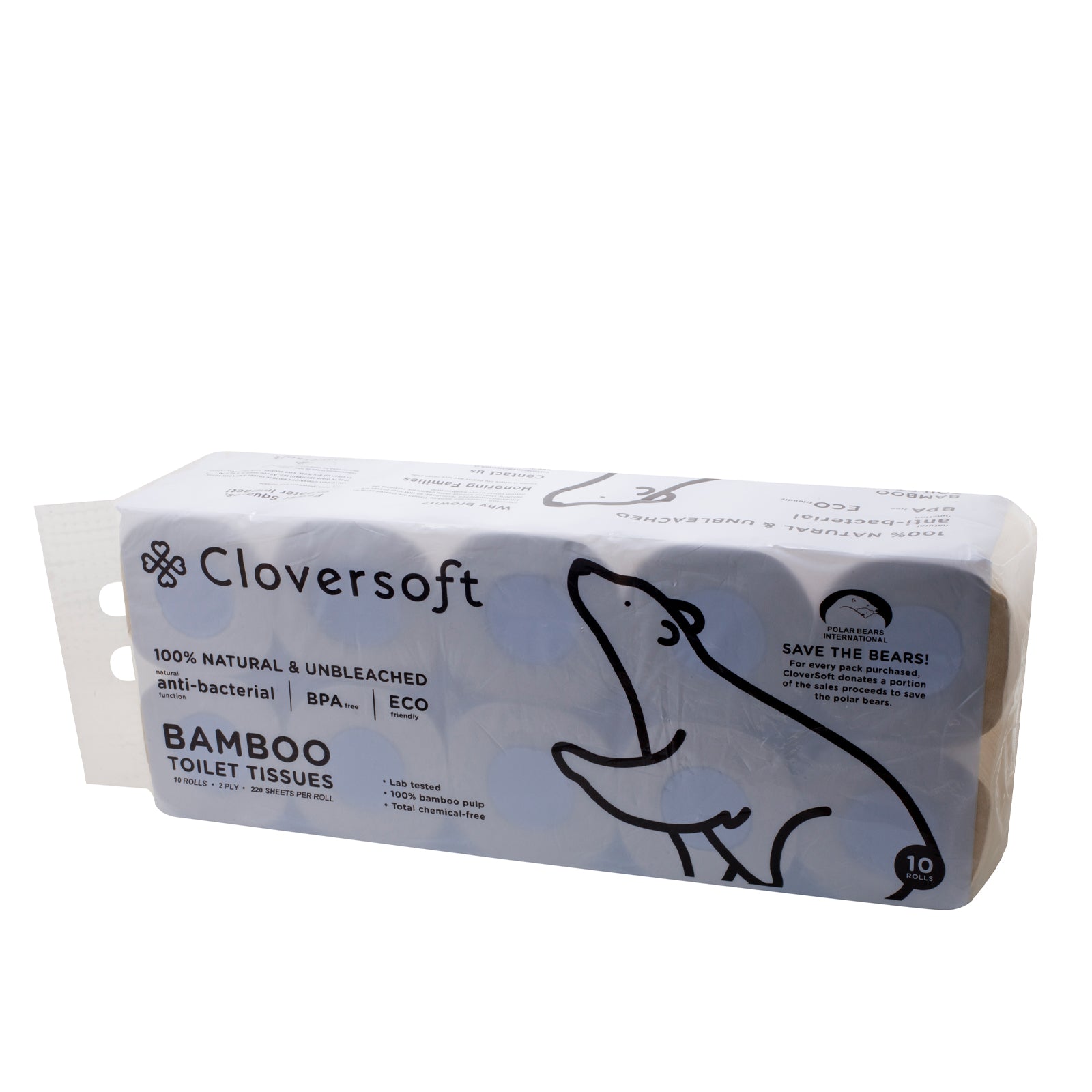 Cloversoft - Plant-Based Unbleached Bamboo Toilet Tissues 2 Ply (10 x 220 Sheet)