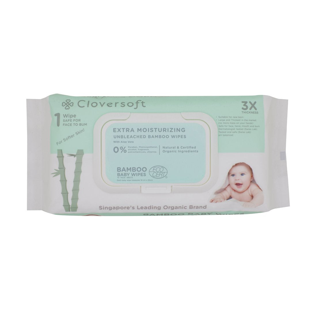 Cloversoft - Unbleached Bamboo Organic Baby Wipes Extra Moisturising